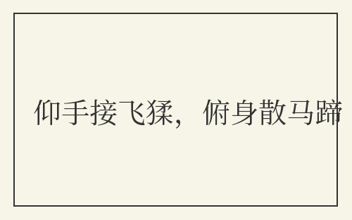 仰手接飞猱,俯身散马蹄
