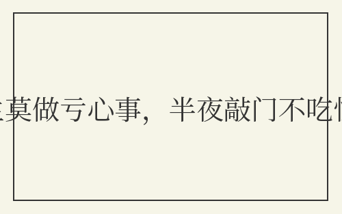 平生莫做亏心事,半夜敲门不吃惊