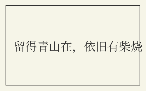 留得青山在，依旧有柴烧