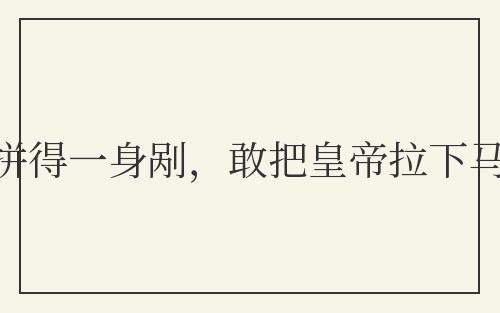 拼得一身剐，敢把皇帝拉下马