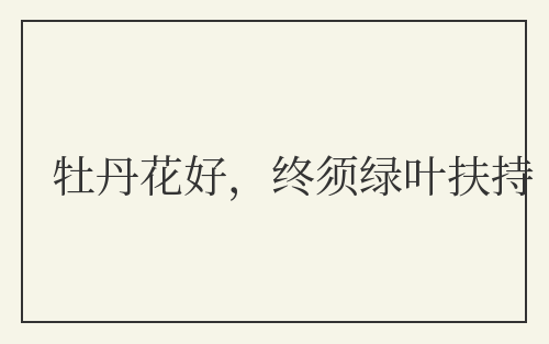 牡丹花好，终须绿叶扶持