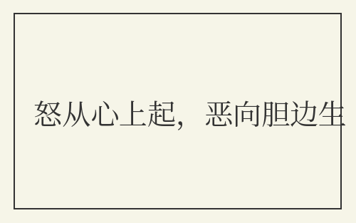 怒从心上起，恶向胆边生