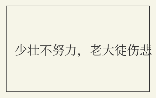 少壮不努力,老大徒伤悲