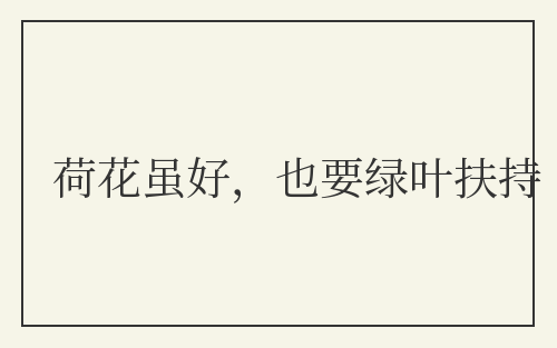 荷花虽好，也要绿叶扶持